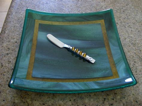 Custom Made Fused Glass Square Platters By Grateful Glass