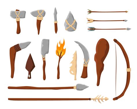 Tools And Weapons Of Stone Age Vector Art At Vecteezy