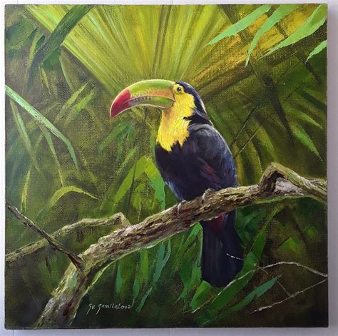 Toucan Tropical Birds Original Art Animal Oil Painting Etsy