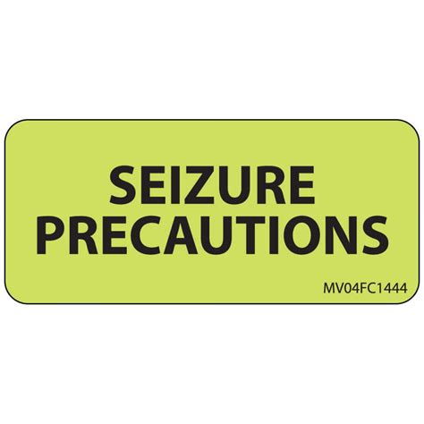 Label Paper Removable Seizure Precautions 1 Core 2 14 X 1 Fl Chart