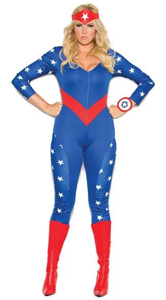 Plus Size Cute American Hero Costume Plus Size Sexy American Costume Plus Size Sexy Superhero