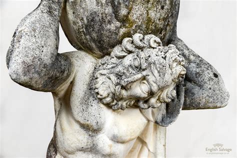 Weathered Composition Marble Statue Of Atlas