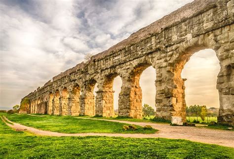 Tourist Photography Background Park Of The Aqueducts Rome Landscape