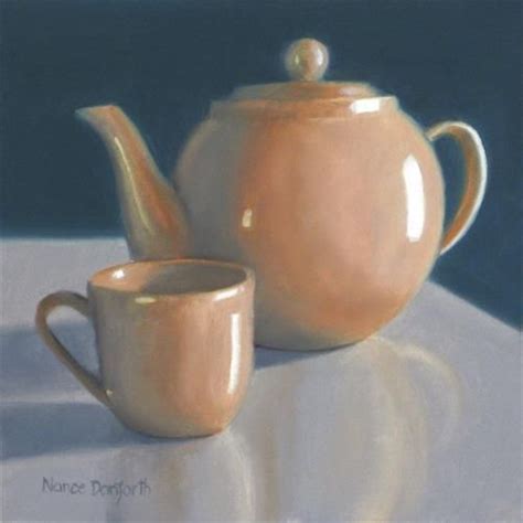 A Painting Of A Teapot And Cup On A Table
