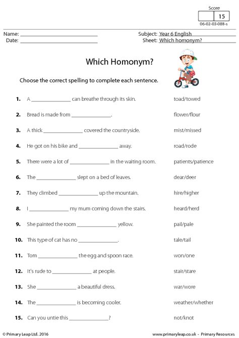 Free Homonyms Worksheets Printable Printable Templates
