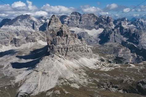 Aerial View Three Peaks Dolomites Alto Adige Italy
