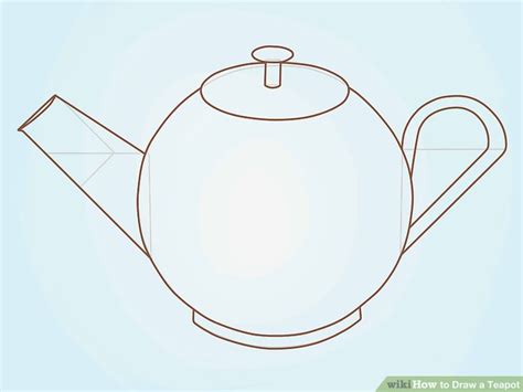 Use curved lines to sketch an irregular rounded shape that is flatter on top than on the bottom. How to Draw a Teapot: 6 Steps (with Pictures) - wikiHow