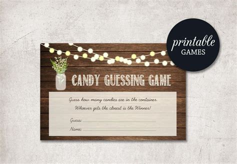 Rustic Candy Guessing Game Mason Jar Baby Shower Game Etsy