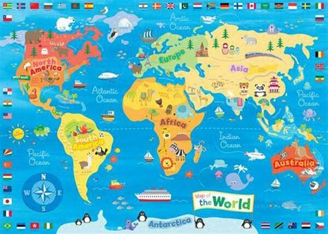 Cartoon Kids World Map World Map Canvas World Map Printable