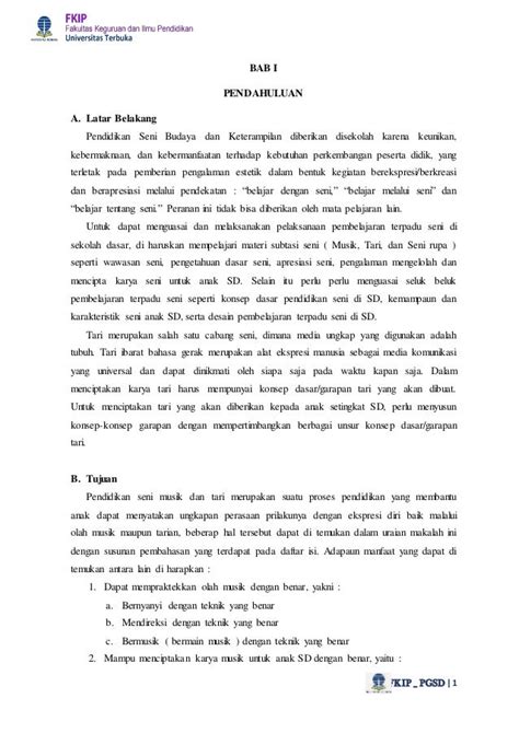 Contoh Latar Belakang Makalah Seni Budaya Guru Paud - Riset