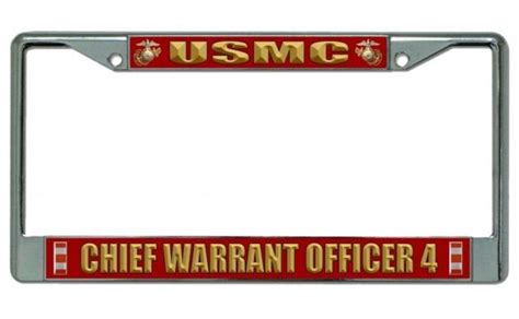Usmc Chief Warrant Officer Chrome License Plate Frame Ebay