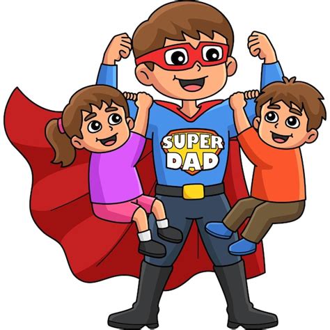 Premium Vector Fathers Day Super Dad Cartoon Colored Clipart