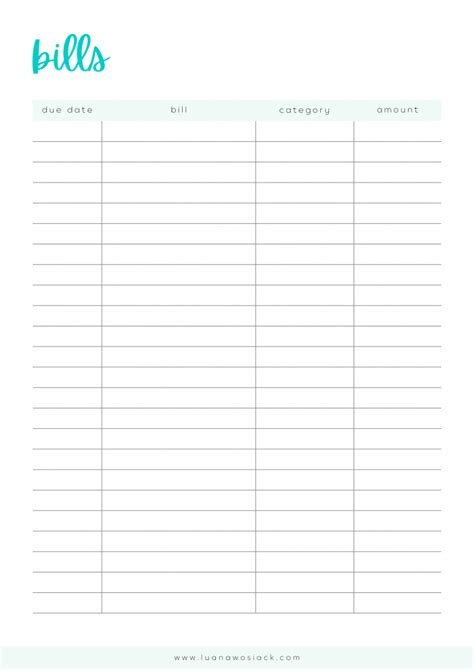Bill Tracker Free For Planner Or Printable Free Digital Planners