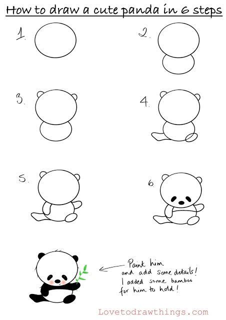How To Draw A Cute Panda In 6 Steps Art Facile Gribouillage Tutoriel