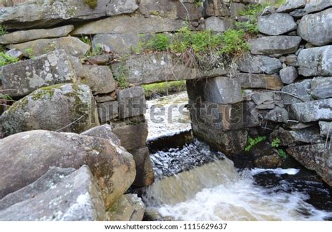 New England Stream Running Through Stone Stock Photo 1115629637