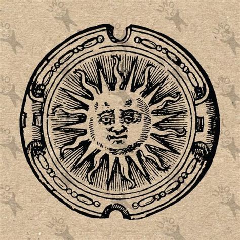 Vintage Image Sun Alchemical Occult Symbol Retro Drawing Picture