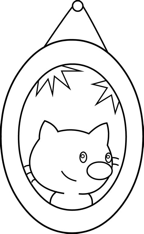 Cute Cat Portrait Coloring Page Free Clip Art