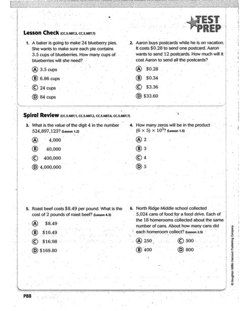 To ensure all students are ready for success after high school, the common core state standards establish clear, consistent guidelines for what every student should know and be able to do in math and english language arts from kindergarten through 12th grade. Go Math Chapter 4 - Practice Book | Mr. Monteleone's 5th Grade Class