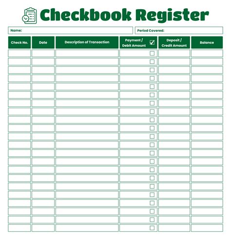 Printable Blank Check Register