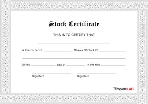 Template For Share Certificate