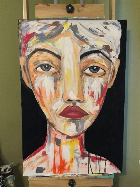 By Lisa Lieber Snippygirlart Mixed Media Faces Acrylic Painting Oil