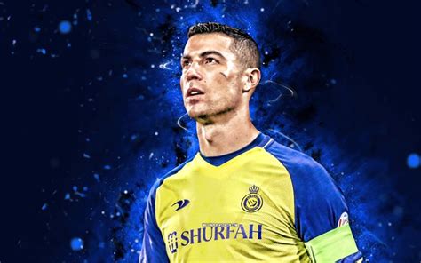 Download 4k Cristiano Ronaldo Close Up Blue Neon Lights Al Nassr Fc