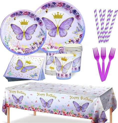 Lnkdeya Purple Butterfly Birthday Party Suppliesbutterfly