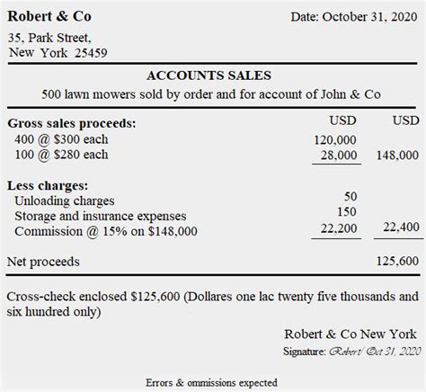 Account sales - definition, explanation, format and example ...