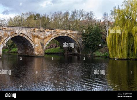 A Scenic View Of The River Tees At Yarm Showing The Road Bridge And