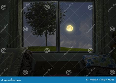 Moonlight Drop Through The Window To The Bedroom Stock Image Image Of
