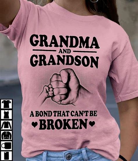 Grandma And Grandson A Bond That Cant Be Broken For Lovers Cotton T Shirt Hoodie Mug Horgadis