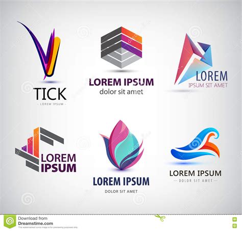 Vector Set Of Abstract Logo Design Web Icons 3d Templates Colorful