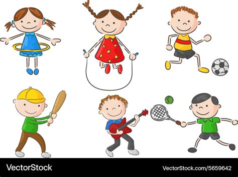 Cartoon Little Kids Games Collection Royalty Free Vector