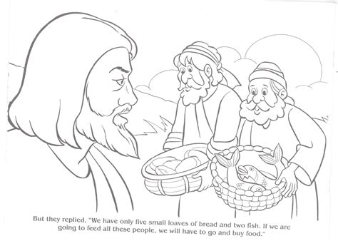 Jesus Feeds 5000 Coloring Page Coloring Pages