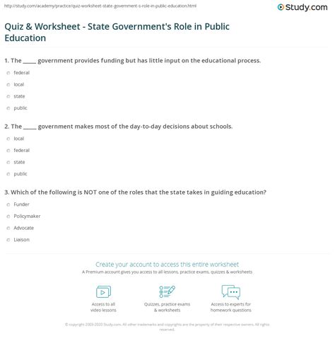 The free pdf worksheet will be a reinforcement of facts about the united states learned, and a way for you to assess their understanding. Quiz & Worksheet - State Government's Role in Public ...
