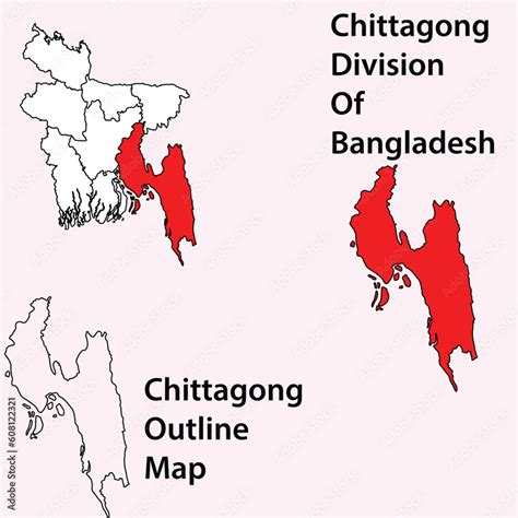 Chittagong Region Map In Bangladesh Chittagong Divisionoutline Map