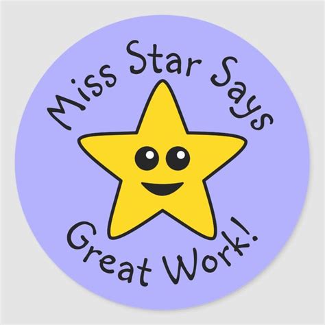 Yellow Happy Star Great Work Stickers Zazzle Work Stickers Teacher