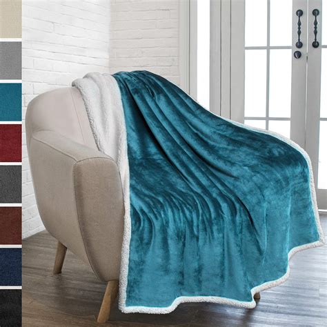 Premium Sherpa Fleece Throw Blanket Soft Plush Fuzzy Turquoise