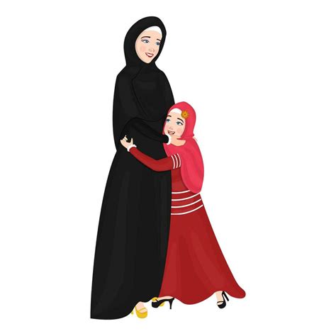 character of a cheerful islamic mother hugging her daughter in eid mubarak celebration 24287782