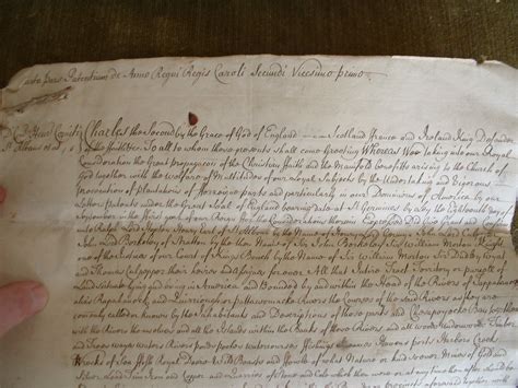 Original Copy Of The Grant By Charles Ii Of The Northern Neck Of