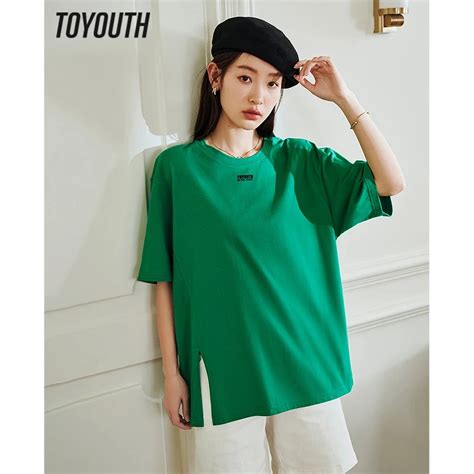 Toyouth Women T Shirt 2023 Summer Short Sleeve O Neck Loose Tees Six Colors Chic Casual Fashion