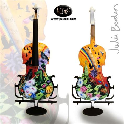 Hand Painted 44 Violin By Artist Julie Borden Rainbows And Crows