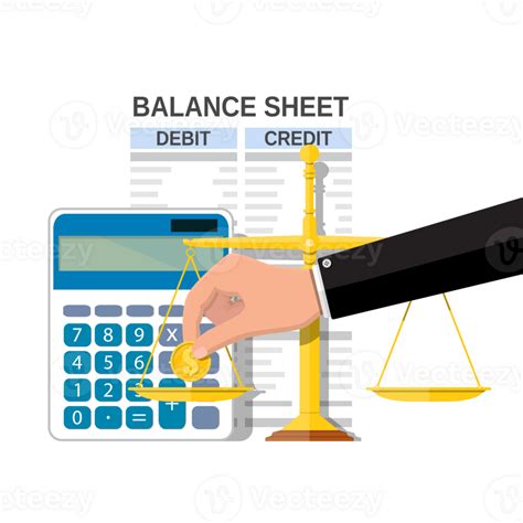 Balance Sheet With Calculator Scales 35774174 Png