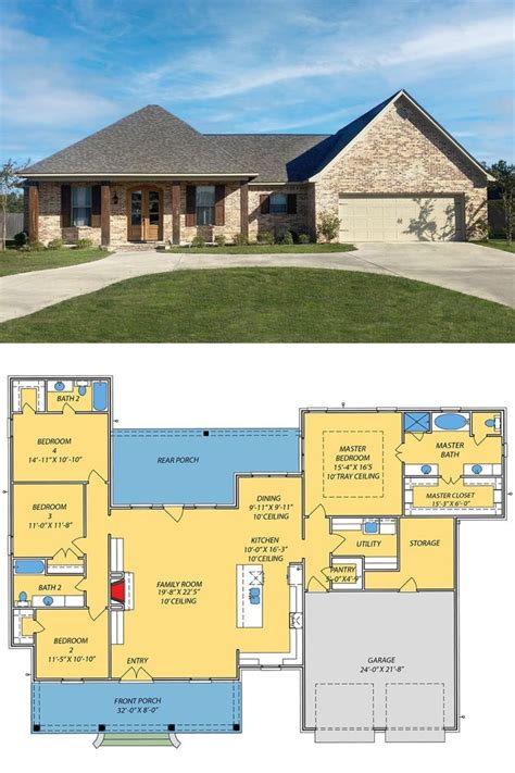 Ranch Exterior Preview And 2292 Sqft Floor Plan Of This 4 Bedroom