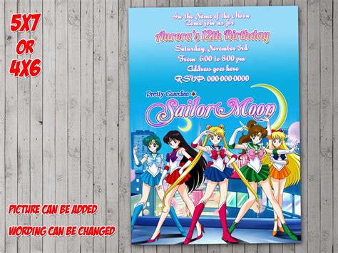 Sailor Moon Digital Invitation Party Reunion Birthday Etsy