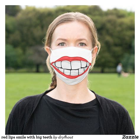 Red Lips Smile With Big Teeth Cloth Face Mask In 2020