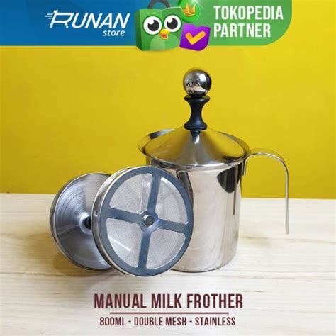 Promo Milk Frother Manual 800ml Pengocok Susu Besar Stainless Double