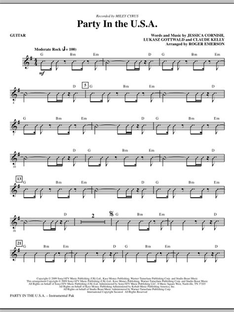Party In The Usa Guitar Sheet Music Direct