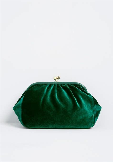 Plush On You Velvet Clutch Velvet Clutch Clutch Green Handbag