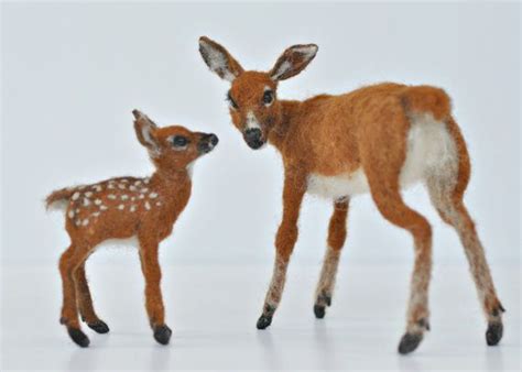 Mother Deer And A Fawn Needle Felted Animals Needle Felted Etsy